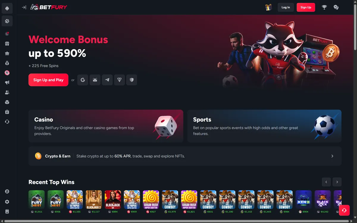 BetFury home page