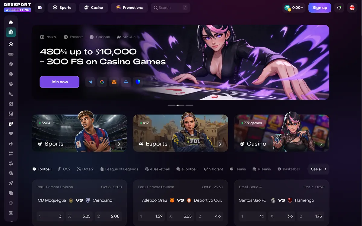 Dexsport home page